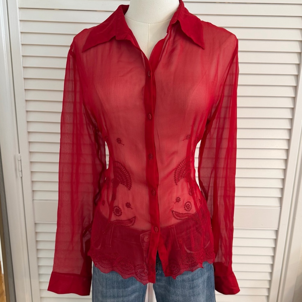 Y2K ICE 100% silk Fairycore blouse